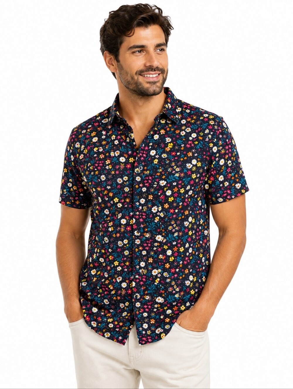 Denim & Flower Ricky Singh Men's Large Floral Button Up Shirt 100% Cotton